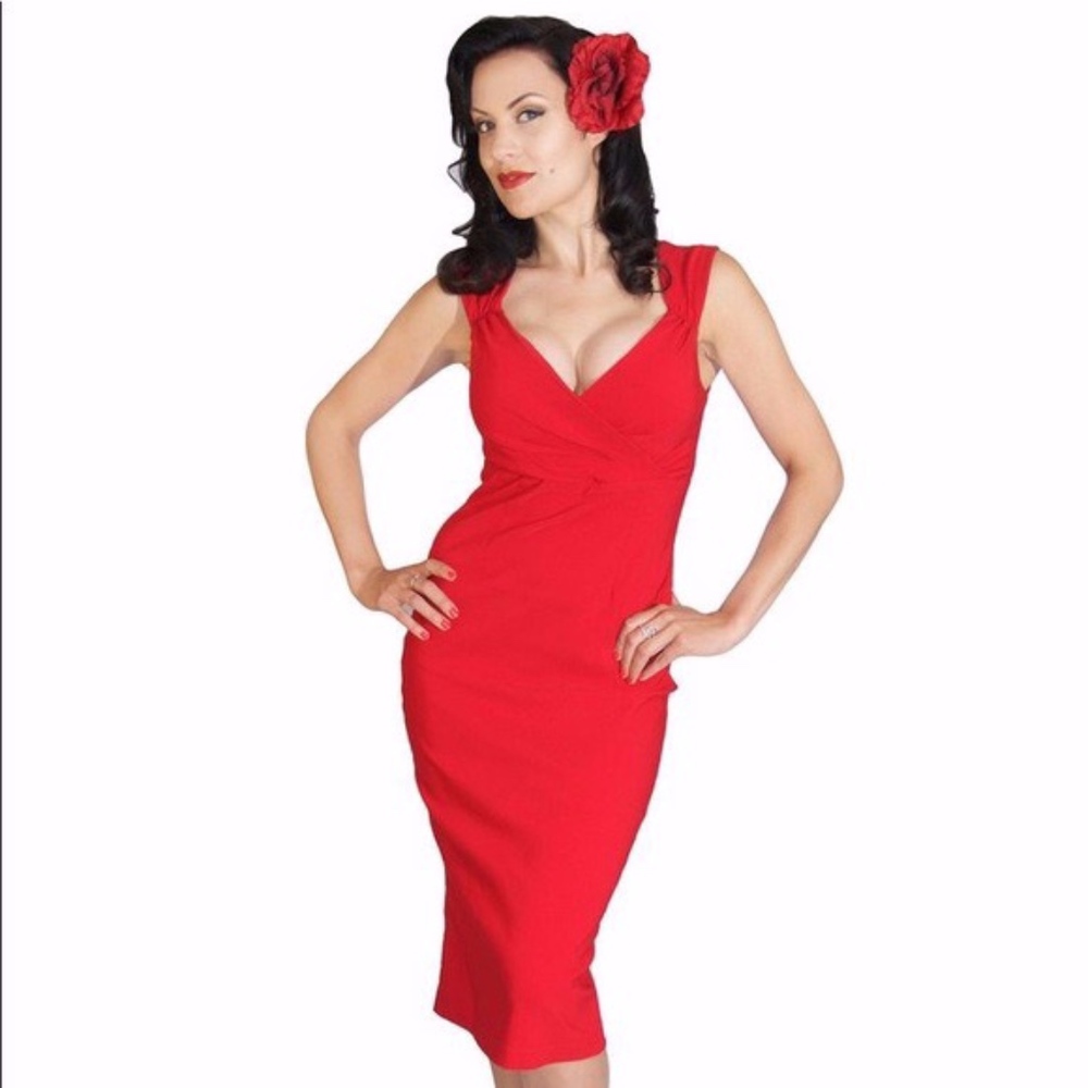 Rock Steady Red Retro Wiggle Dress